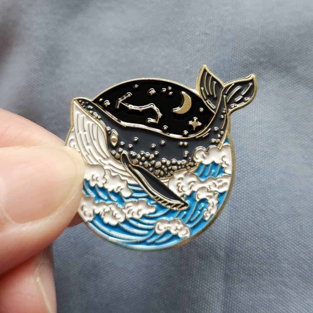 Whale enamel pin